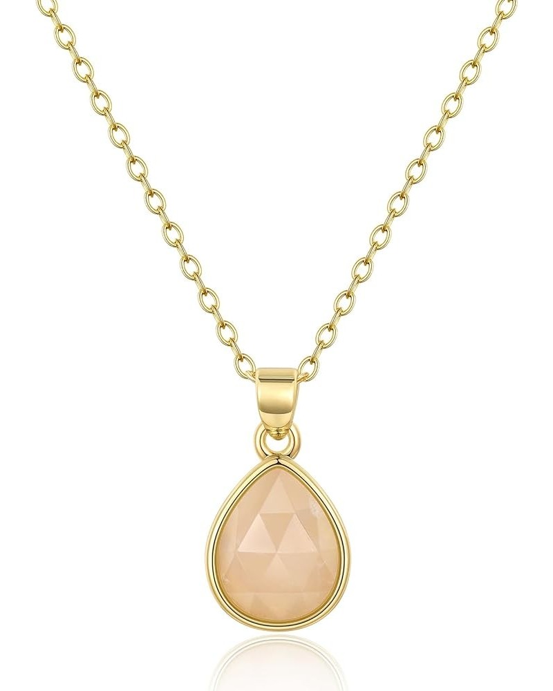 Gemstone Necklace for Women, 14K Gold Plated Crystal Teardrop Pendant Choker Natural Healing Stone Jewelry Gift for Teen Girl...