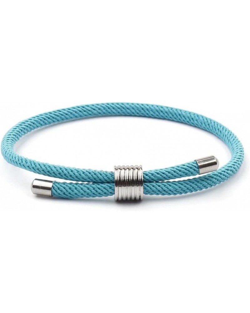 Nautical Woven Friendship Rope Boho Bracelet Handmade Wrap String Steel Charm Adjustable aqua blue $8.09 Bracelets