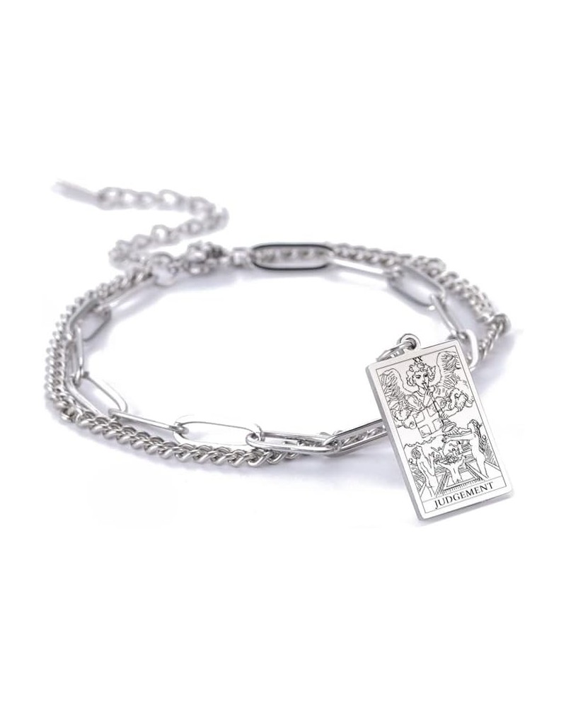 Tarot Cards Bracelet for Women Girls Astrology Divination Magic Amulet Double Layer Chain Bracelet Major Arcana Jewelry Silve...