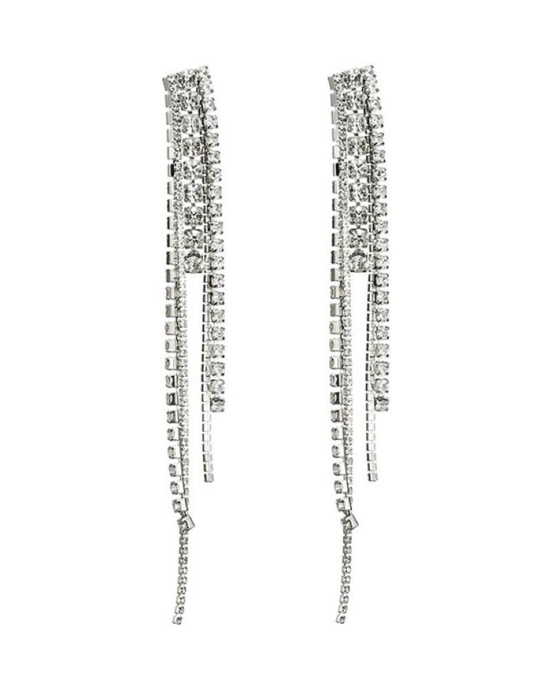 Sparkle Rhinestone Chandelier Tassel Dangle Earrings for Women Girls,Silver/Gold Long Lightweight Crystal Drop Dangling Tasse...