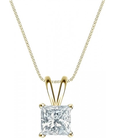 14k Gold 4-Prong Basket Princess-cut Diamond Solitaire Pendant (1/5-1 cttw, H-I, I1-I2) Yellow Gold 0.71 carats $636.74 Neckl...