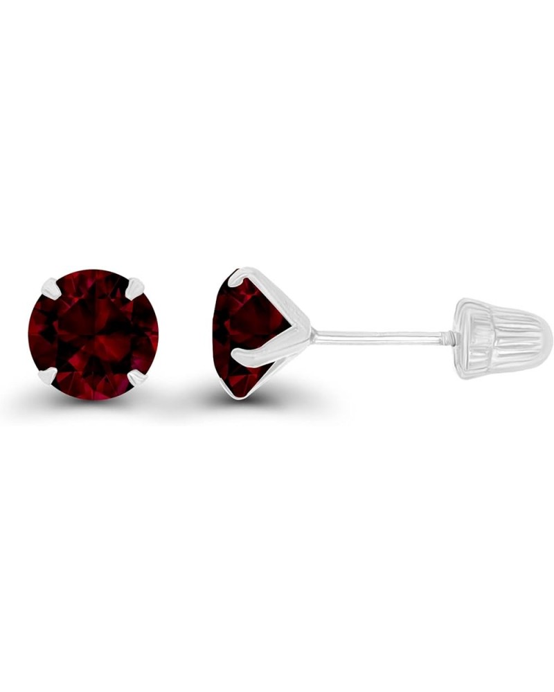 Solid 14k Gold Hypoallergenic 5mm Round Birthstone Solitaire Prong Set Screw Back Stud Earrings Garnet White Gold $25.99 Earr...