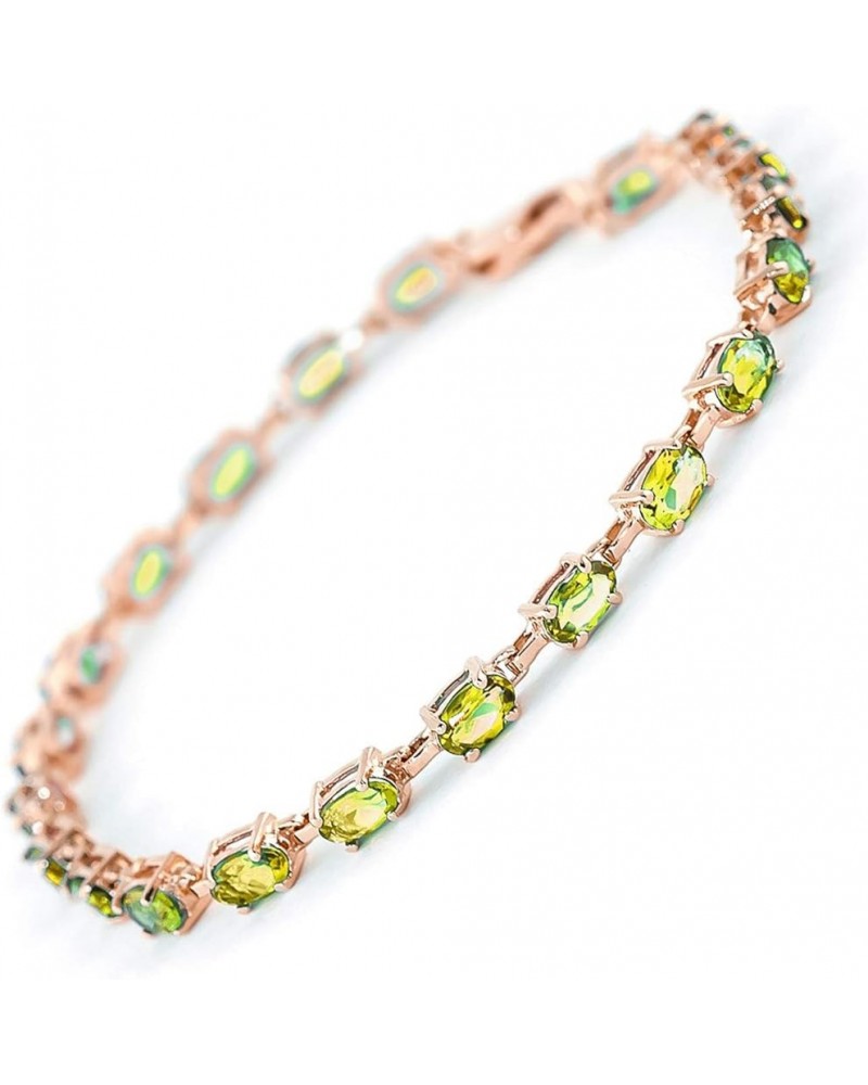 14k Solid Rose Gold Tennis Bracelet with Peridots 8.0 Inches $317.10 Bracelets