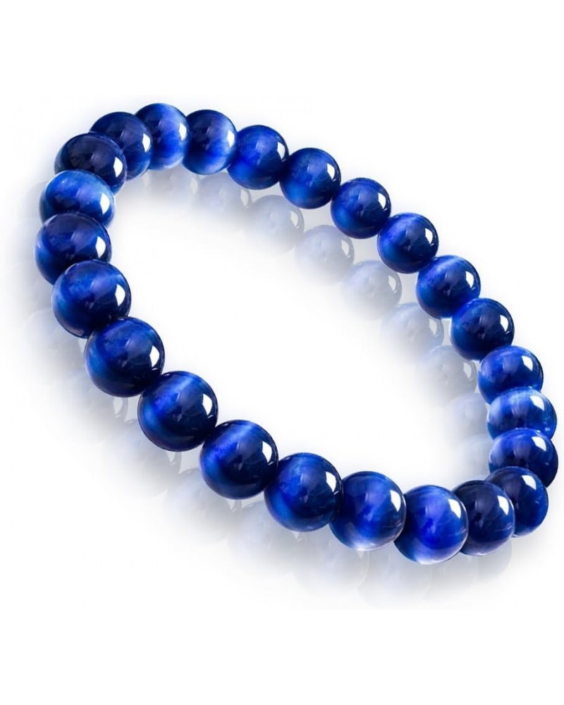 Handmade Crystal Bracelet, Gemstone Beaded Crystal Bracelets For Women, Men and Teens- 8mm Round Beads Ink Blue $10.82 Bracelets