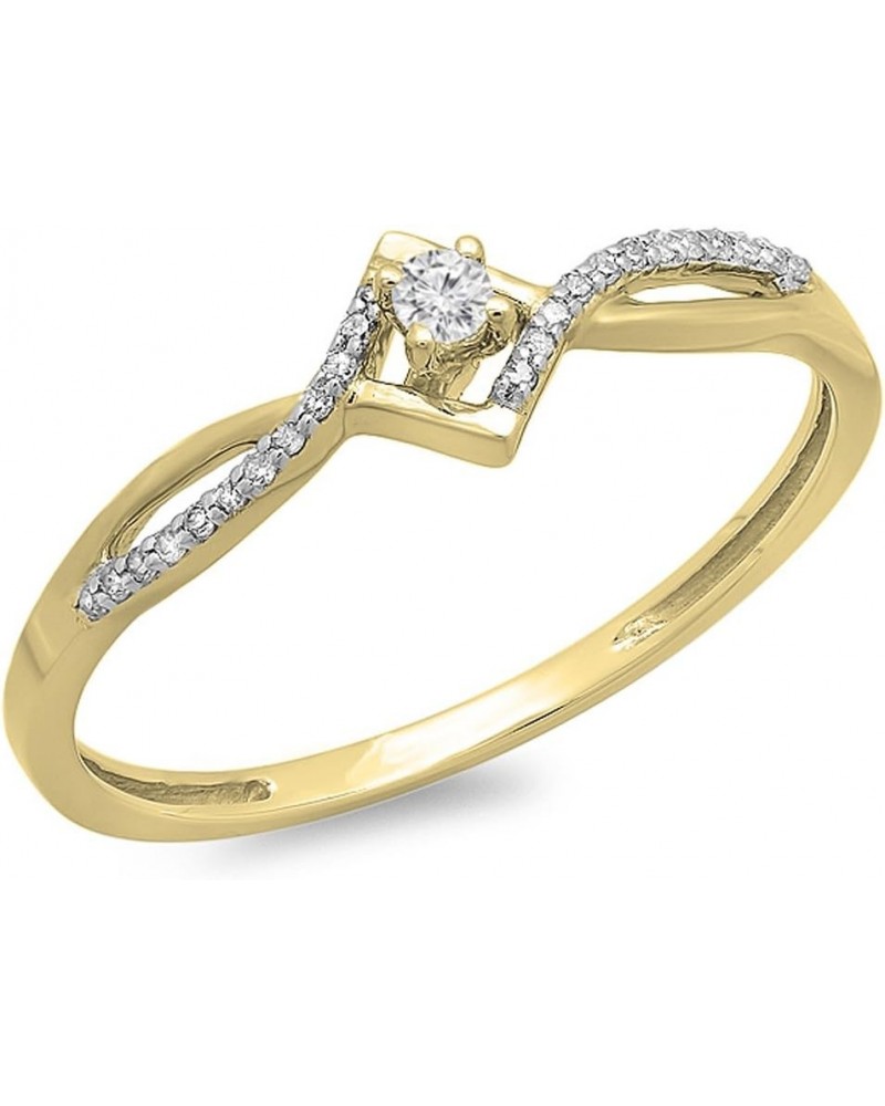 0.12 Carat (ctw) Round White Diamond Bypass Style Promise Ring for Her in 10K Gold 7.5 Yellow Gold $113.01 Rings