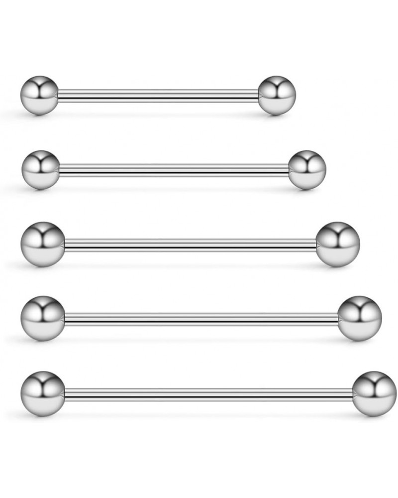 5PCS 14 Gauge Mix Sizes Industrial Barbell Cartilage Earring Body Piercing Jewelry 28mm 32mm 35mm 38mm 40mm 5PCS - Silver $7....