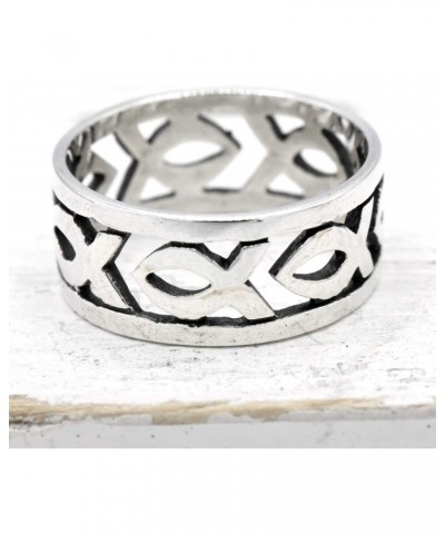 9mm Ichthys Christian Symbol Fish Band Solid 925 Sterling Silver Simple Ring Sizes 5-12 $15.11 Rings