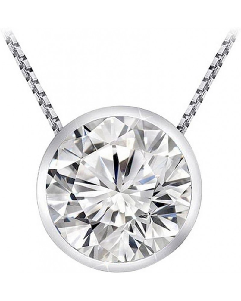 IGI Certified LAB-GROWN Round Cut Diamond Pendant Necklace Bezel Set Ultra Premium Collection (D-E Color, VS1-VS2 Clarity) + ...