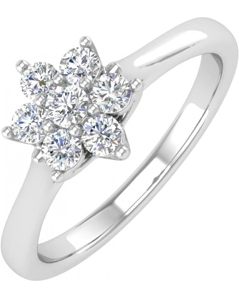 1/4 Carat Flower Shaped Cluster Prong Set Diamond Ring Band in 10K Solid Gold White Gold $73.80 Rings
