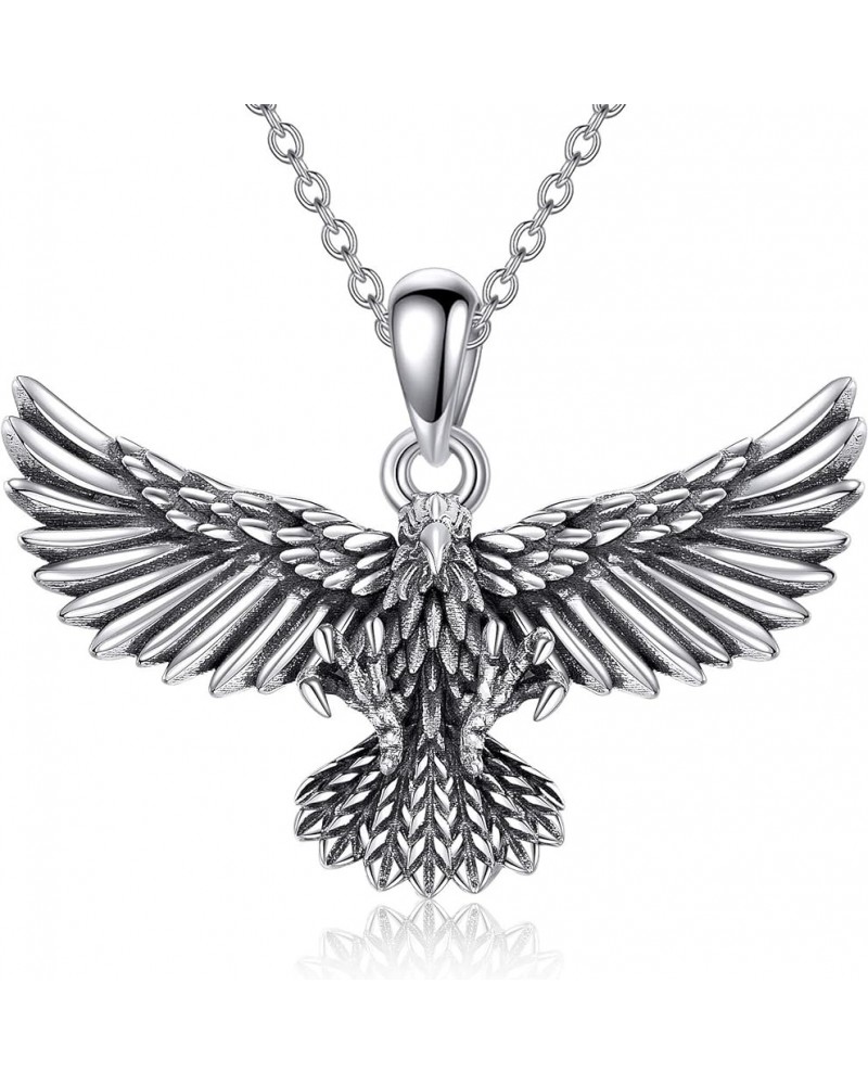 Eagle Necklace 925 Sterling Silver Eagle Pendant Hawk Gift Jewelry For Men Women eagle silver $18.48 Necklaces