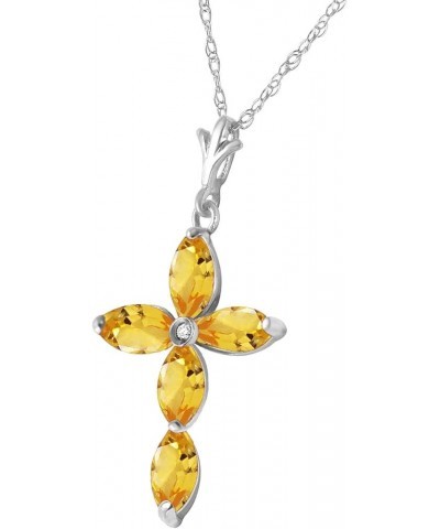 14k Solid Yellow, White, Rose Gold Genuine Diamond and Citrine Cross Pendant Necklace White Gold 14.0 Inches $124.64 Necklaces