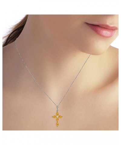 14k Solid Yellow, White, Rose Gold Genuine Diamond and Citrine Cross Pendant Necklace White Gold 14.0 Inches $124.64 Necklaces