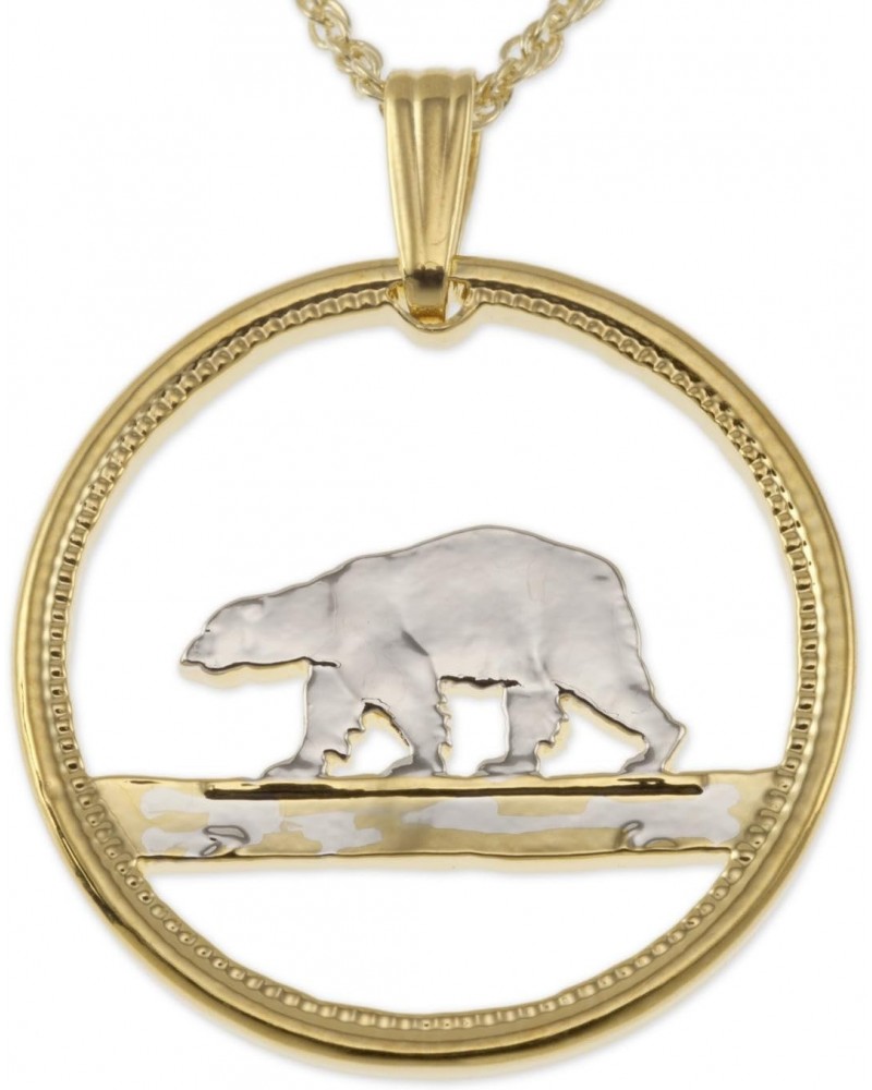 Polar Bear Pendant & Necklace, Greenland Coin Hand Cut $34.50 Necklaces