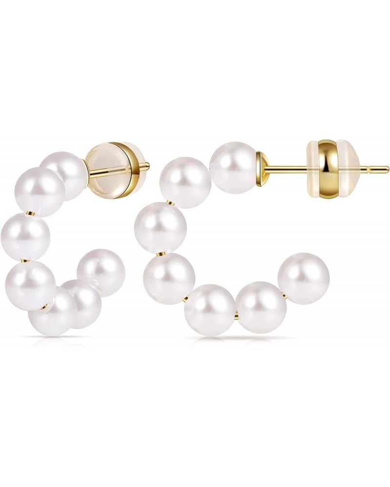 Pearl Hoop Earrings for Women with 925 Sterling Silver Post 20.0 Millimeters Round $9.53 Earrings