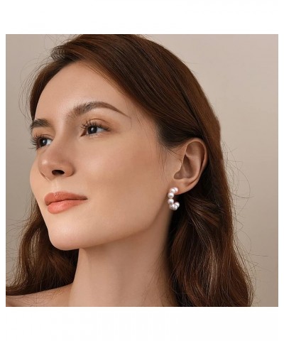 Pearl Hoop Earrings for Women with 925 Sterling Silver Post 20.0 Millimeters Round $9.53 Earrings