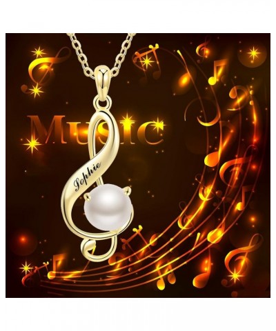 Personalized Music Note Necklace with Freshwater Pearl 925 Sterling Silver 14K Gold Engrave Name Music Pendant Necklace Gift ...
