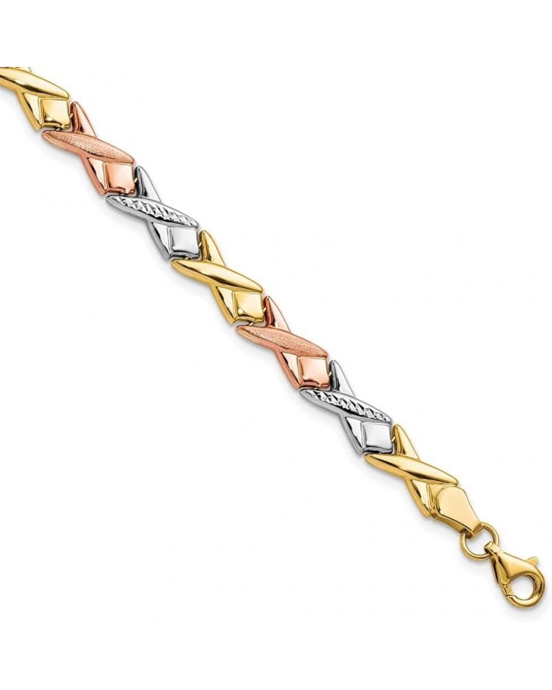 10k Tri-color Gold Polished and Brushed Bracelet 7.5' Gift for Women $210.00 Bracelets