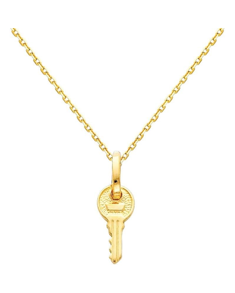 14k Yellow Gold Key Pendant with 0.9mm Cable Chain Necklace 16.0 Inches $47.12 Pendants