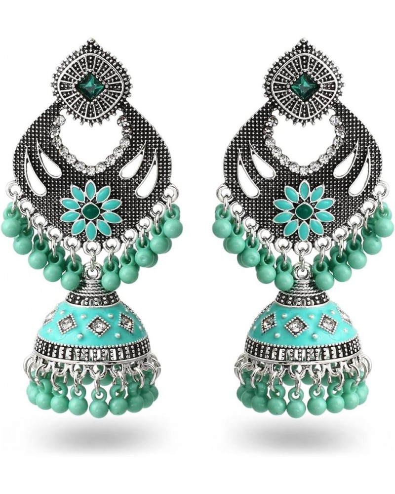 Indian Jhumka Earrings for Women Rhinestone Bell Pendant Earrings Ball Tassel Earrings Vintage Chandelier Earrings Boho Dangl...