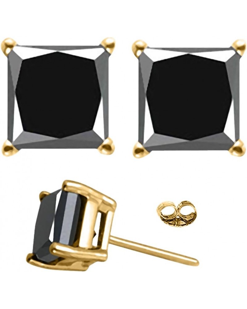 1/2-4 Carat Total Weight Princess Black Diamond Stud Earrings Yellow Gold 2.51 carats $374.19 Earrings