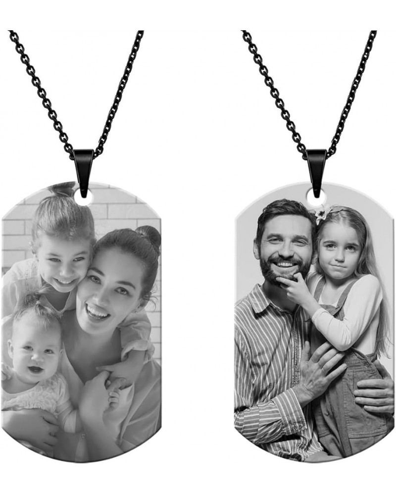 Personalized Picture Necklace Customized Photo & Text Stainless Steel Dog Tag Pendant Necklace for Men Women Christmas Style ...