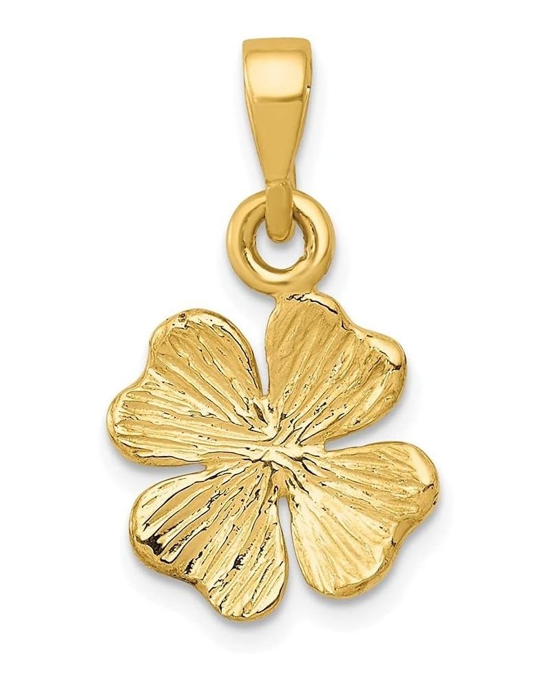 14k Yellow Gold Polished Textured Four Leaf Clover Pendant Gift for Women (L- 22 mm W- 13.08 mm) $69.73 Pendants