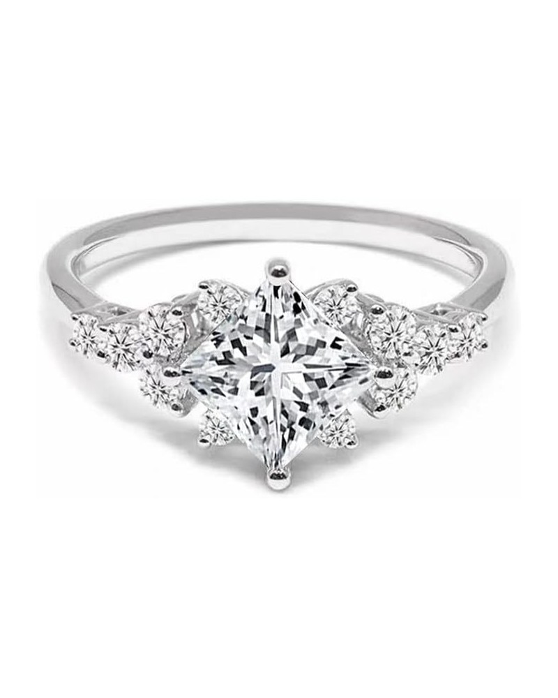 Unique Engagement Rings for Women Princess Cut 1-1/3 Carat(ctw) Moissanite Engagement Ring Platinum Plated Silver 10K 14K 18K...