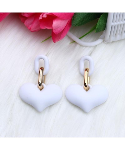 Metal Heart Earrings Sweet Heart Dangle Drop Earrings Colorful Love Heart Dangle Earrings for Concert Valentine's Day Mother'...