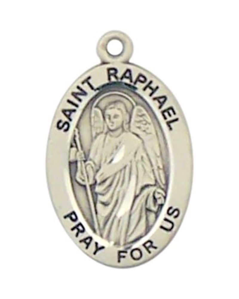 Sterling Silver Catholic Patron Saint Oval Medal Pendant, 7/8 Inch Saint Raphael $30.71 Pendants