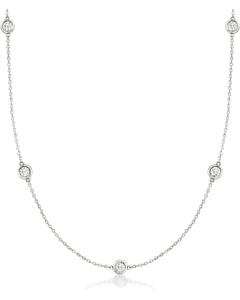 14kt Gold Bezel-Set Diamond Station Necklace 1.00 ct. t.w. 1.00 ct. t.w. in White Gold 16.0 Inches $684.00 Necklaces