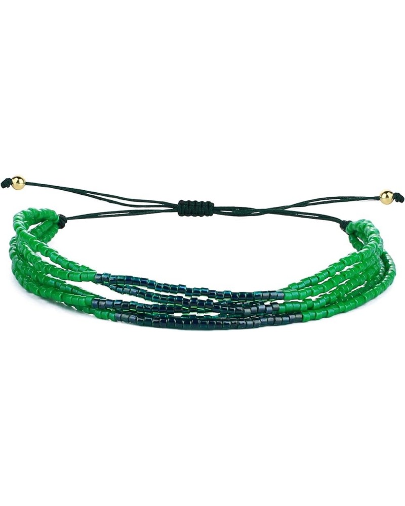 Miyuki Beaded Bracelets Multi Strands Bracelets Adjustable Bohemian Style Charm Bangles Green 1G $11.08 Bracelets