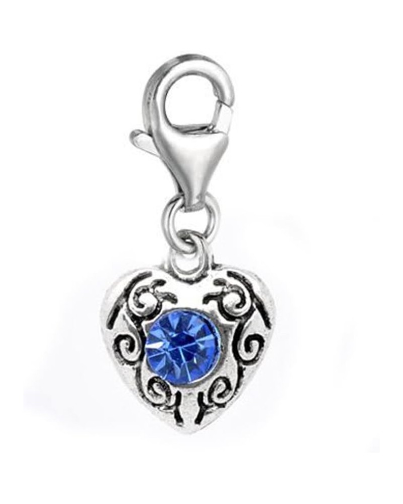 September Birthstone Heart Charm for European Clip on Charm Jewelry w/Lobster Clasp $8.84 Bracelets