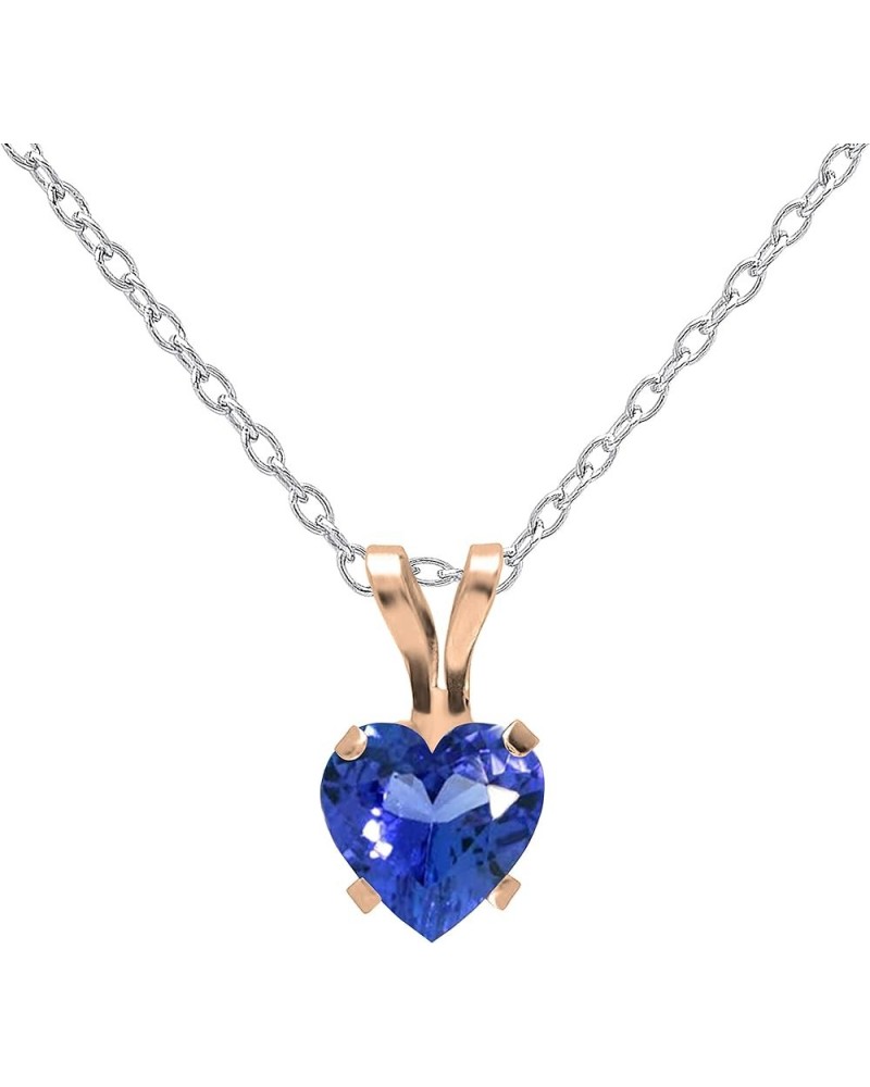 5mm Heart Shape Gemstone Solitaire for Womens Pendant, (Silver Chain Included), Available in Various Gemstones & Metal in 10K...