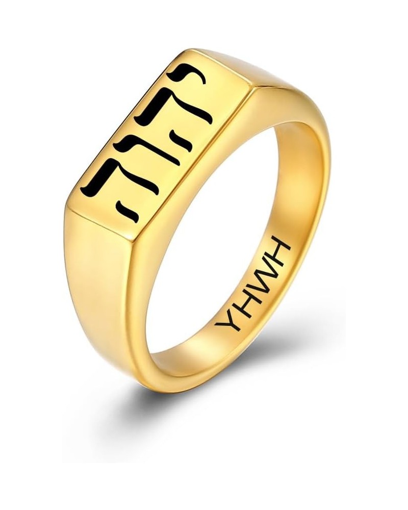 SHNIAN Modern Hebrew Blessing Ring Geometrical Shape Wedding Band Ring Stainless Steel for Men Women Free Engraved Band Chris...