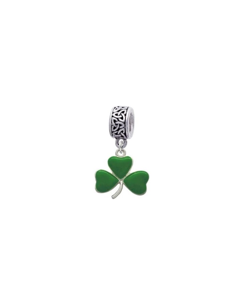Silvertone Green Three Leaf Clover - Shamrock - Celtic Knot Charm Bead $16.51 Bracelets