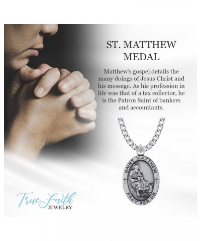 Sterling Silver St Matthew Medal Patron Saint Pendant Necklace Religious Jewelry, 7/8 Inch $45.92 Necklaces