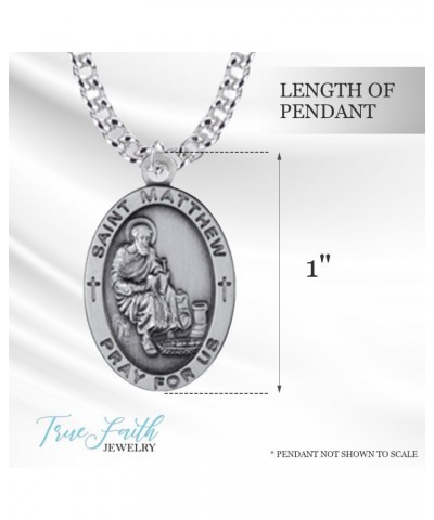 Sterling Silver St Matthew Medal Patron Saint Pendant Necklace Religious Jewelry, 7/8 Inch $45.92 Necklaces
