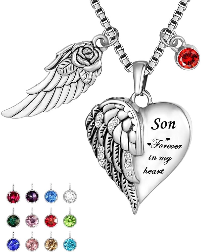 Forever in my heart with 12 Birthstones Cremation Jewelry Keepsake Memorial Urn Necklace Son $16.23 Necklaces