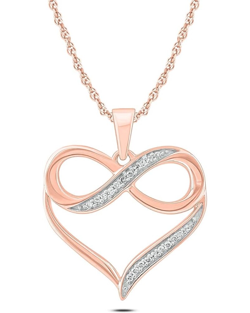 Cali Trove, 1/4 & 1/20 cttw options of Diamond Infinity Heart Pendant Necklace for Women in 10k Yellow, Rose or White Gold, W...