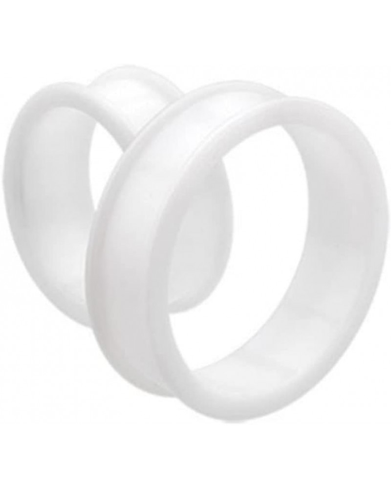 Pair 1-1/8" (28MM) WHITE SILICONE FLAT FLARE TUNNELS Double Flare Gauges Thin Soft Flexible Flesh Plugs (2pcs) $7.28 Body Jew...