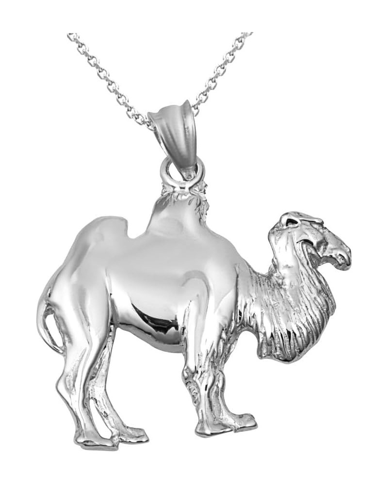 .925 Sterling Silver 1-1/10" Arabian Desert Charm Dromedary Camel Travel Pendant Necklace - Choose Pendant Only or Necklace C...