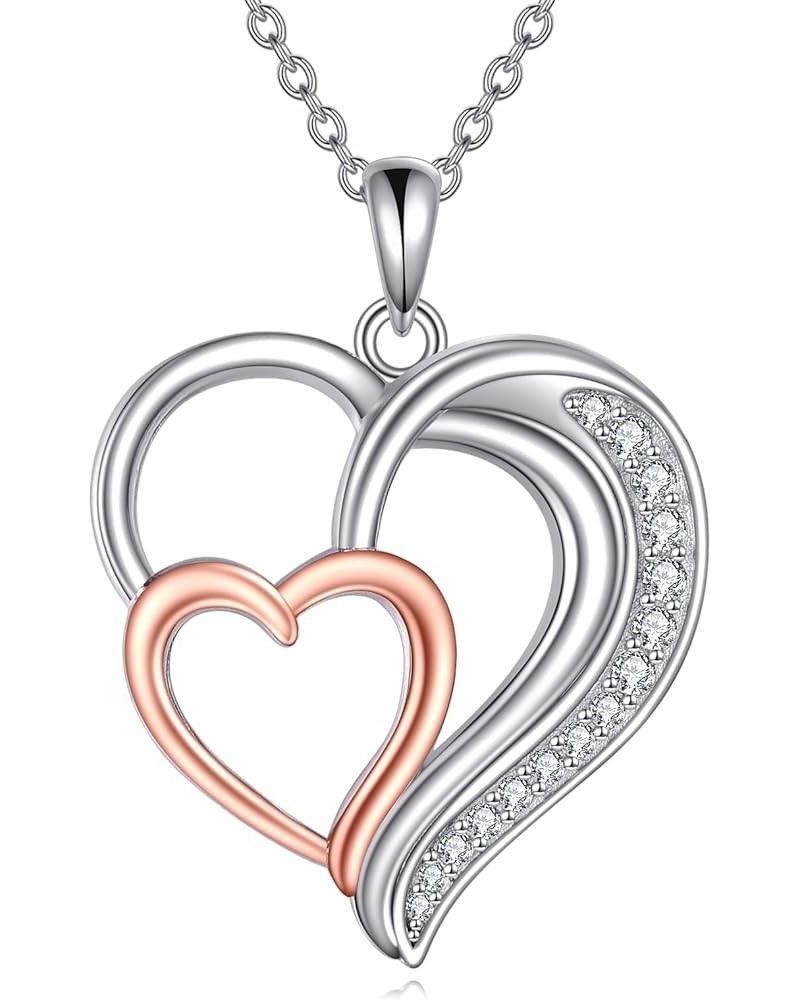Sterling Silver Heart Necklace for Women Birthday Gifts for Her Mom Wife Daughter Girlfriends Heart Necklace $11.70 Necklaces