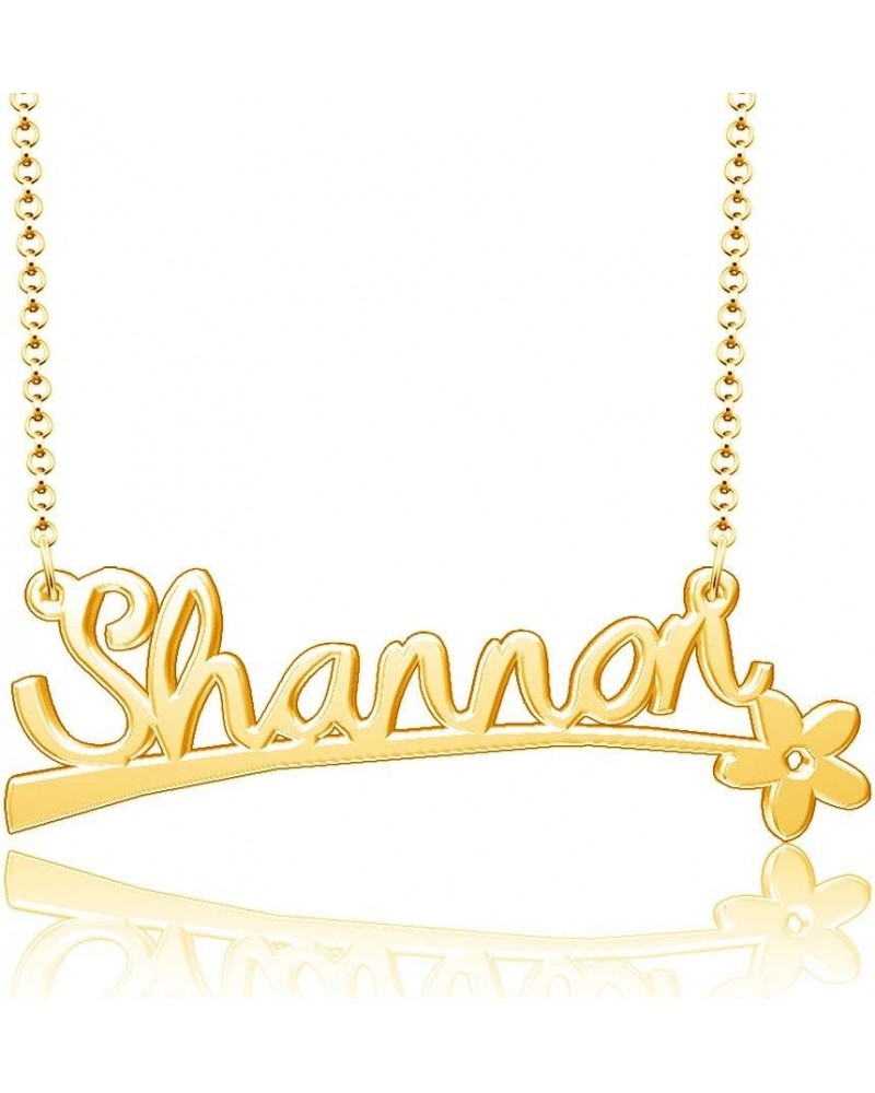 24k Gold Plated Flower Personalized Nameplate Custom Name Necklace Shannon $12.65 Necklaces