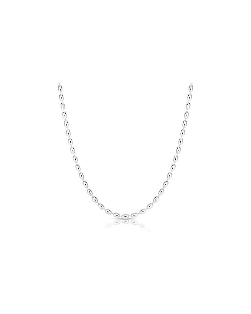 925 Sterling Silver Rice Bead Chain, Silver Oval Bead Chain Necklace, Silver Beaded Chain Necklace. 15.0 Inches 2.5MM $11.60 ...