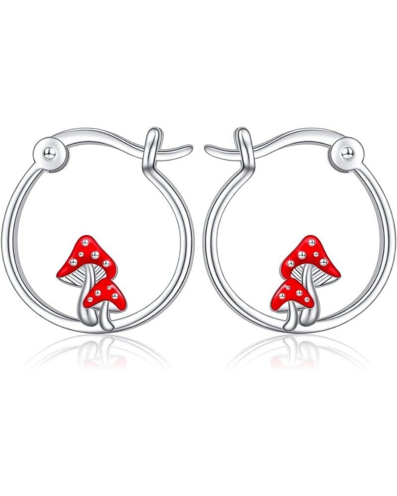 925 Sterling Silver Animal Nature Hoop Earrings for Women Teen Girls Small Unicorn/Owl Huggie Hoop Earrings Unicorn mushroom ...