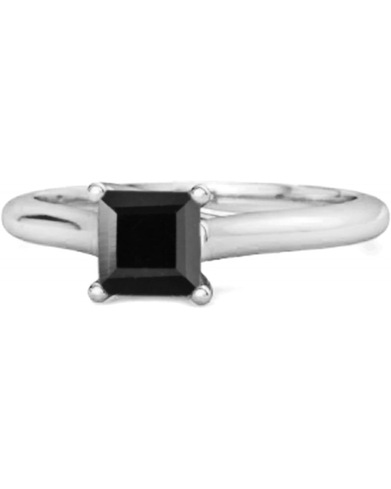 5MM Square Shape Multi Gemstone 925 Sterling Silver Solitaire Women Promise Ring Black Spinel $12.75 Rings