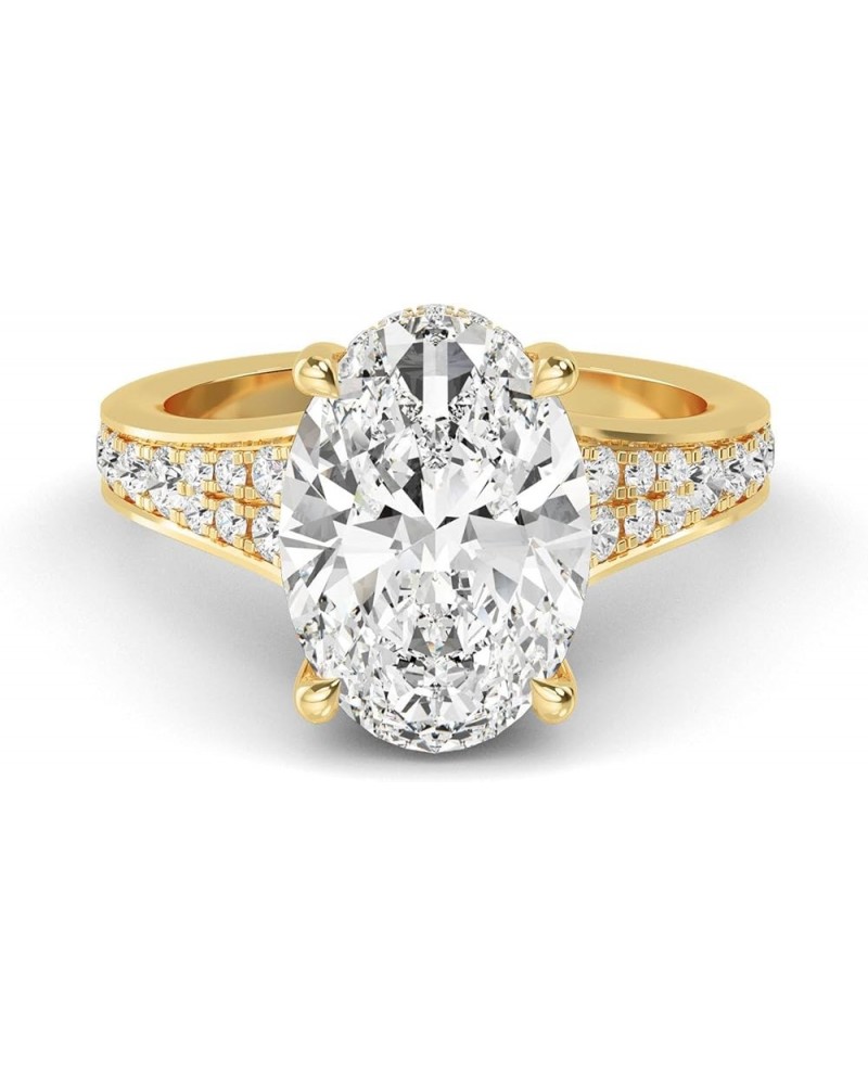 1-5 Carat (ctw) White Gold Oval,Round Cut LAB GROWN Diamond Vintage Engagement Ring (Color D-E Clarity VS1-VS2) 6.0 Yellow Go...
